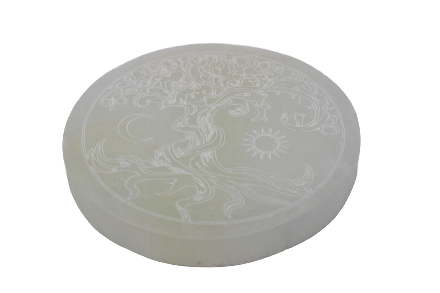 Selenite Nature Pattern Etched Circle