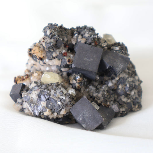 Galena, Chalcopyrite and Calcite Cluster