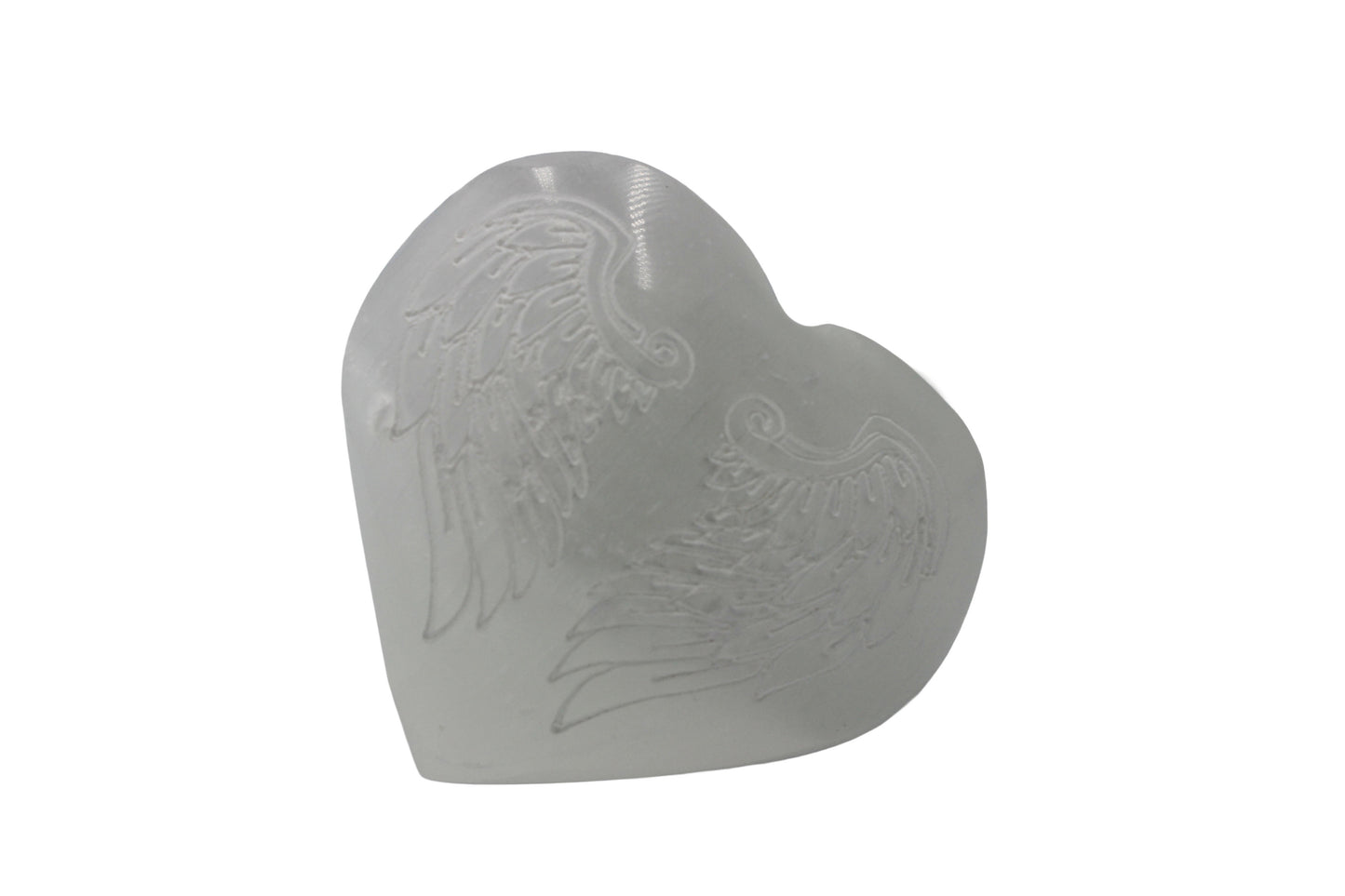 Selenite Heart Etched Wing Pattern