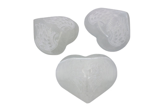 Selenite Heart Etched Wing Pattern