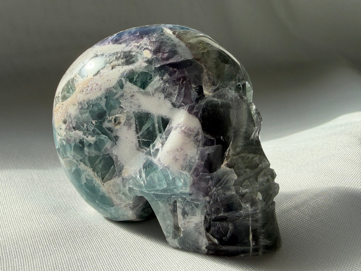 Mexican Rainbow Fluorite Crystal Skull
