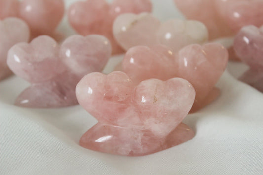 Rose Quartz Twin Hearts