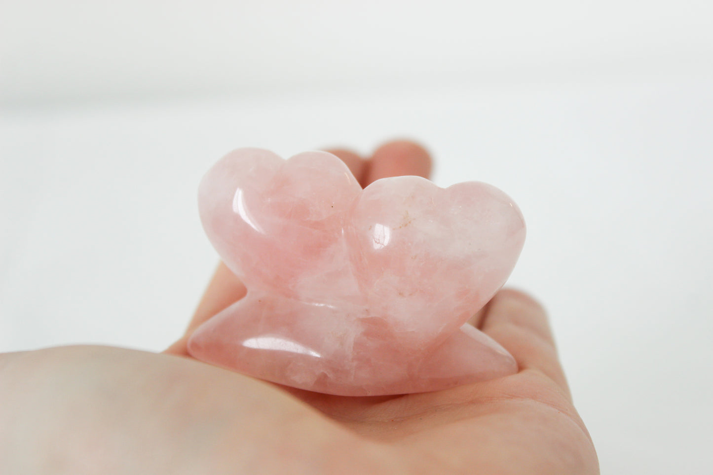 Rose Quartz Twin Hearts
