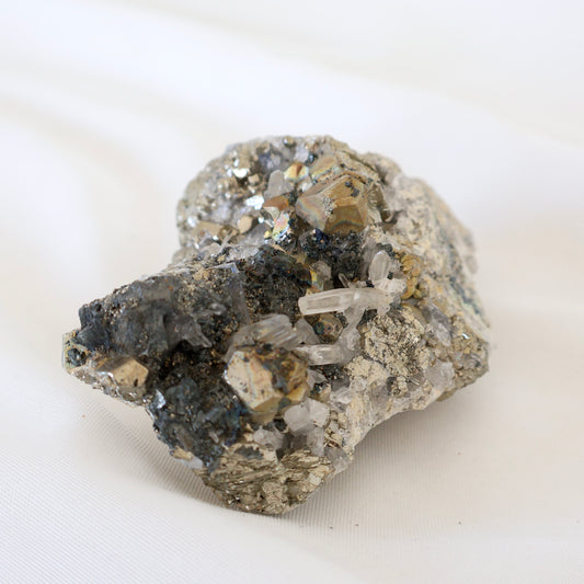 Indonesian Pyrite with Quartz, Galena  A