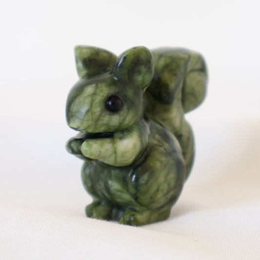 Green Jade Squirrel Carving
