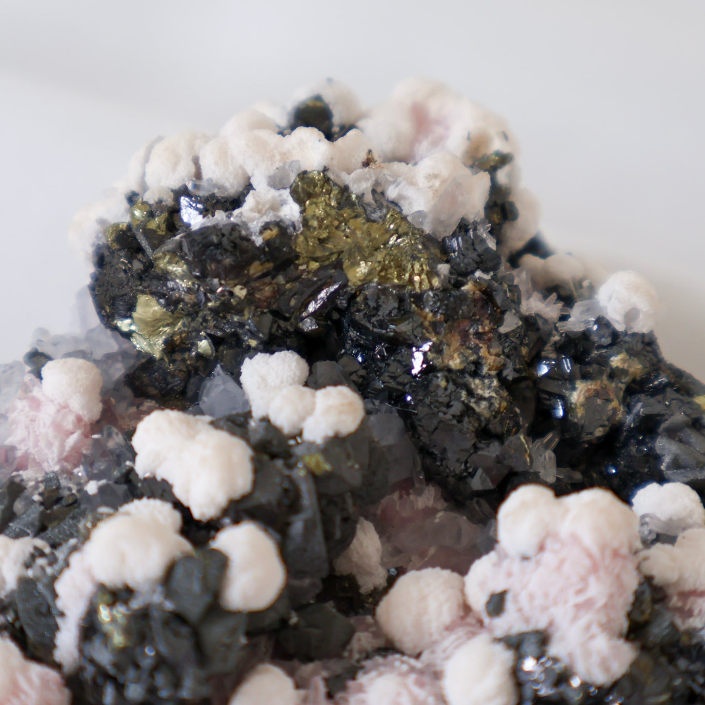 Pyrite with Quartz and Rhodochrosite