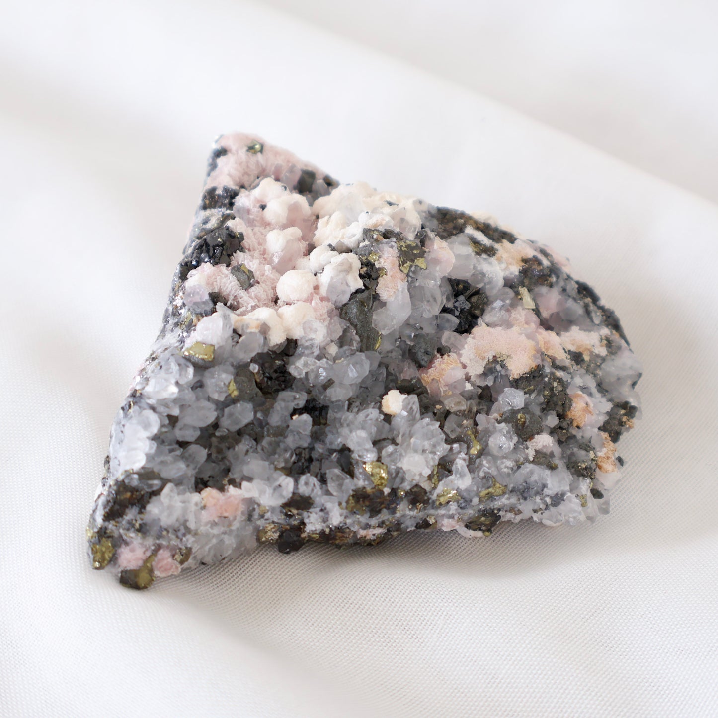 Pyrite with Quartz and Rhodochrosite
