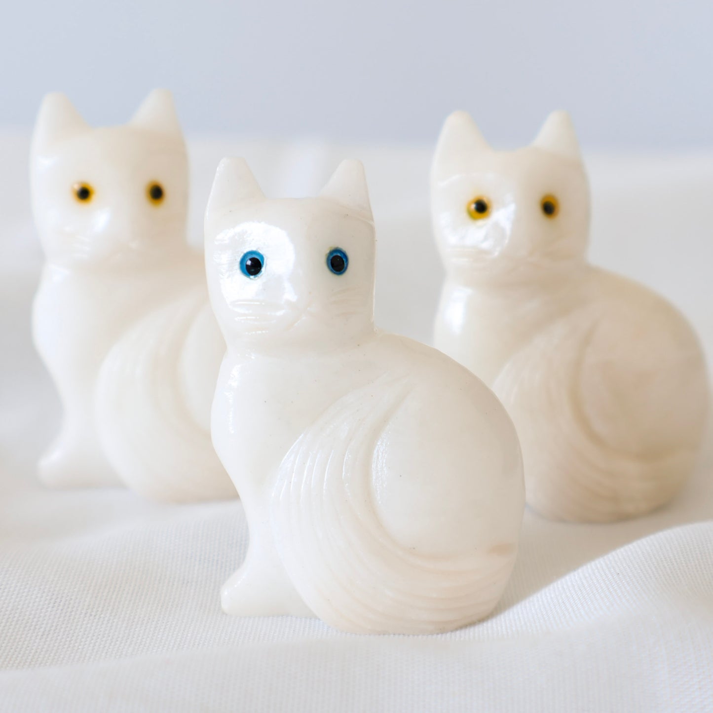 Polished Alabaster Cat Carving