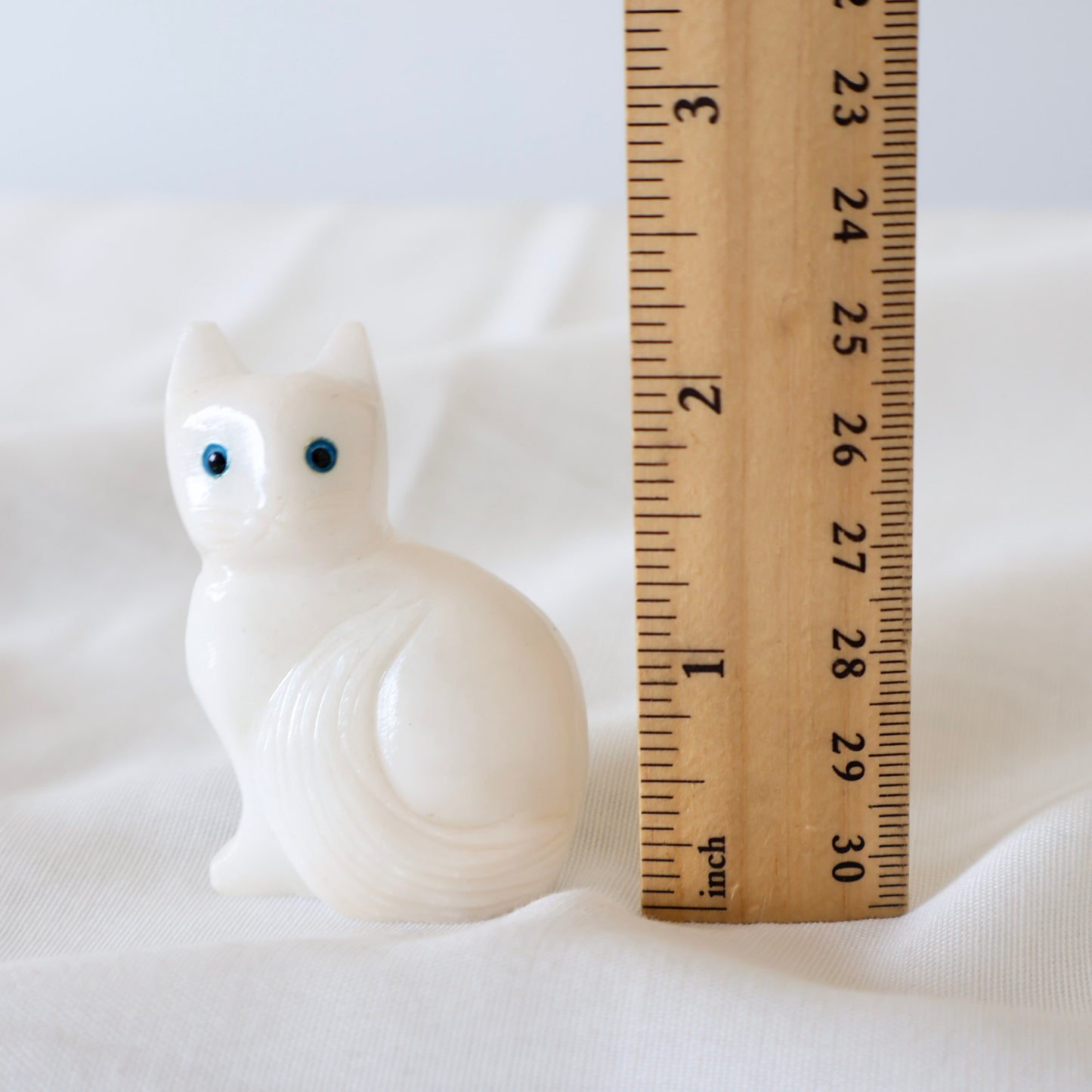 Polished Alabaster Cat Carving